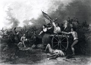 Moll Pitcher v bitvě u Monmouthu, 28. června 1778, vyryl J. Rogers (bundw foto)